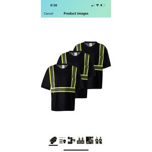 3-pack Short Sleeve Black High Visibility Safety Shirt
